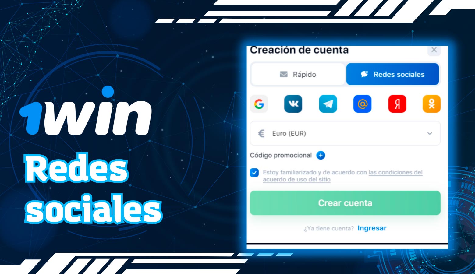 Puedes registrarte en las redes sociales
